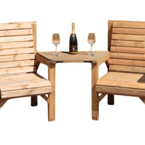 Garden Furniture Wooden Twin Chairs with Detachable Table