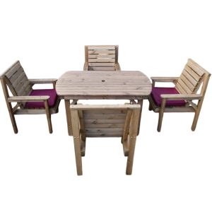 4FT Wooden Garden Table & Chairs