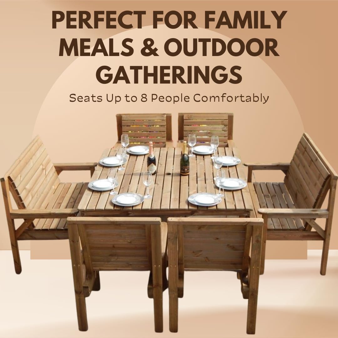 5FT Wooden Garden Dining Set - Image 4