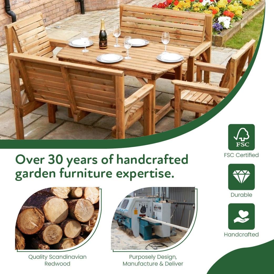 Wooden Garden Bench Set with Straight Tray - Image 8