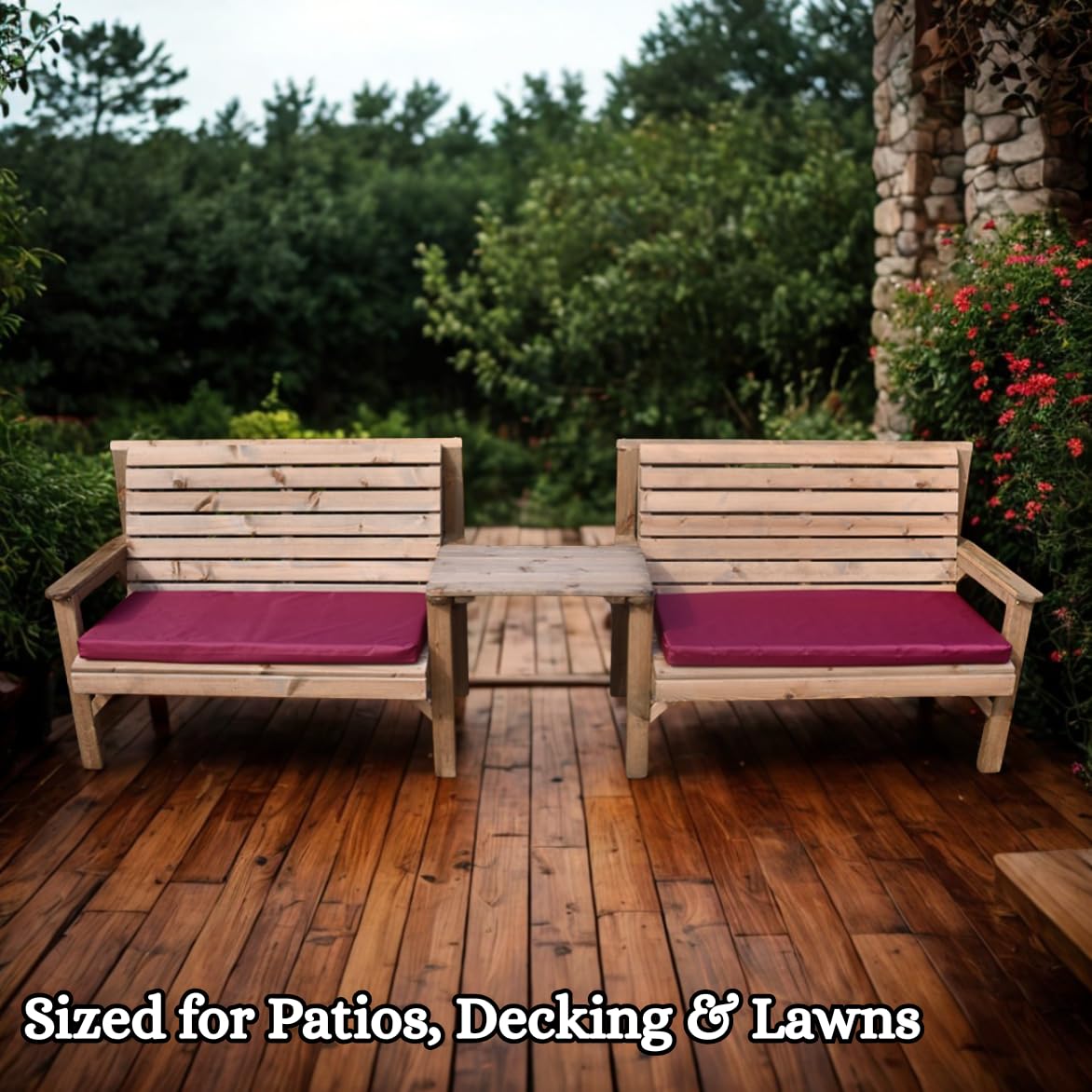 Wooden Garden Bench Set with Straight Tray - Image 6