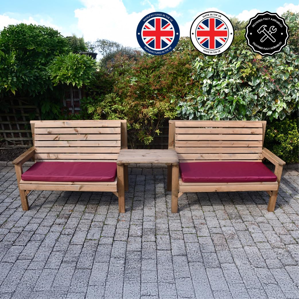 Wooden Garden Bench Set with Straight Tray - Image 4
