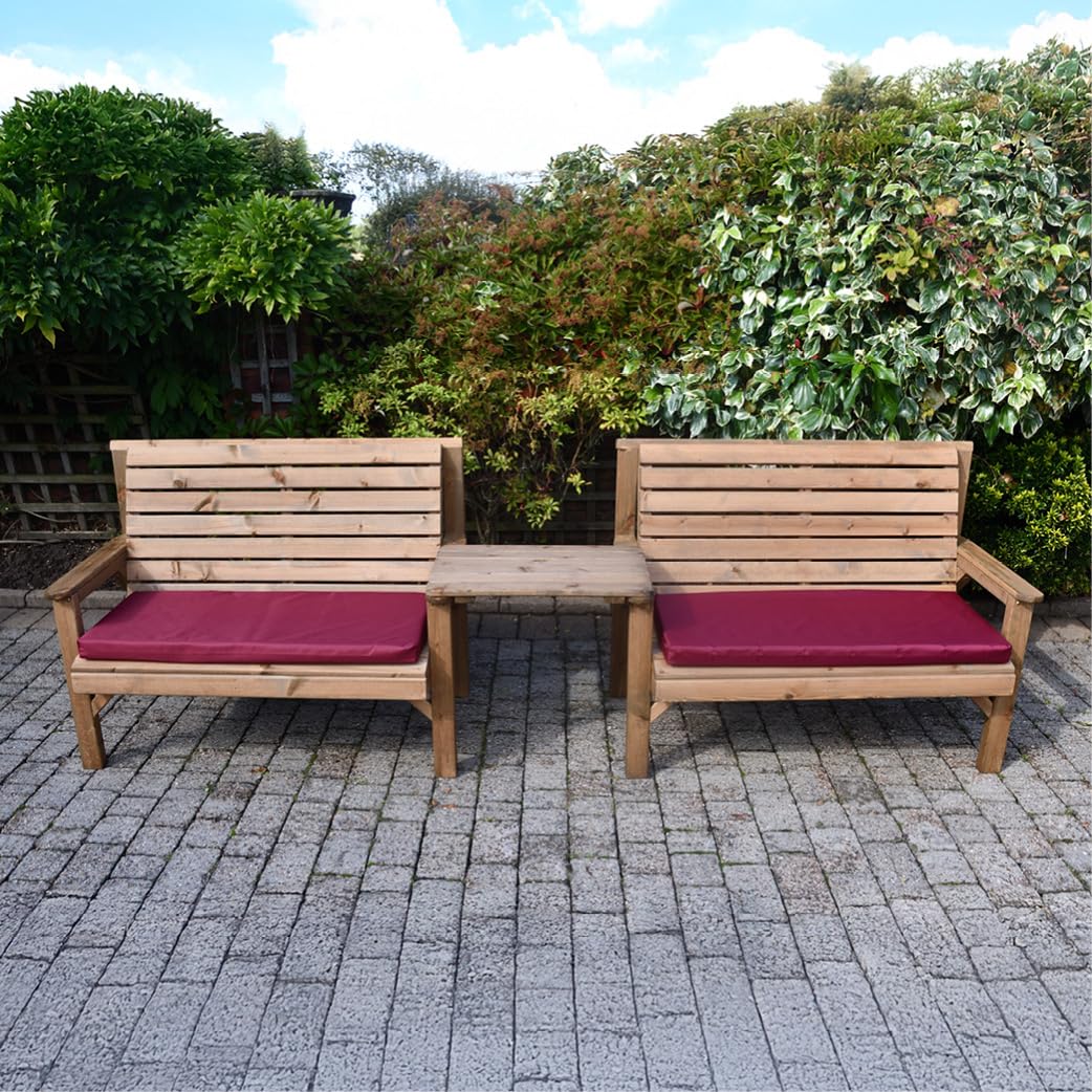 Wooden Garden Bench Set with Straight Tray - Image 3