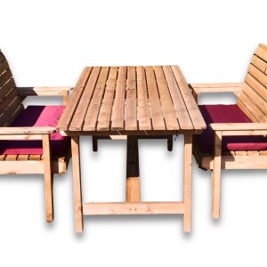 6FT Wooden Garden Dining Set with Table & 2 Benches