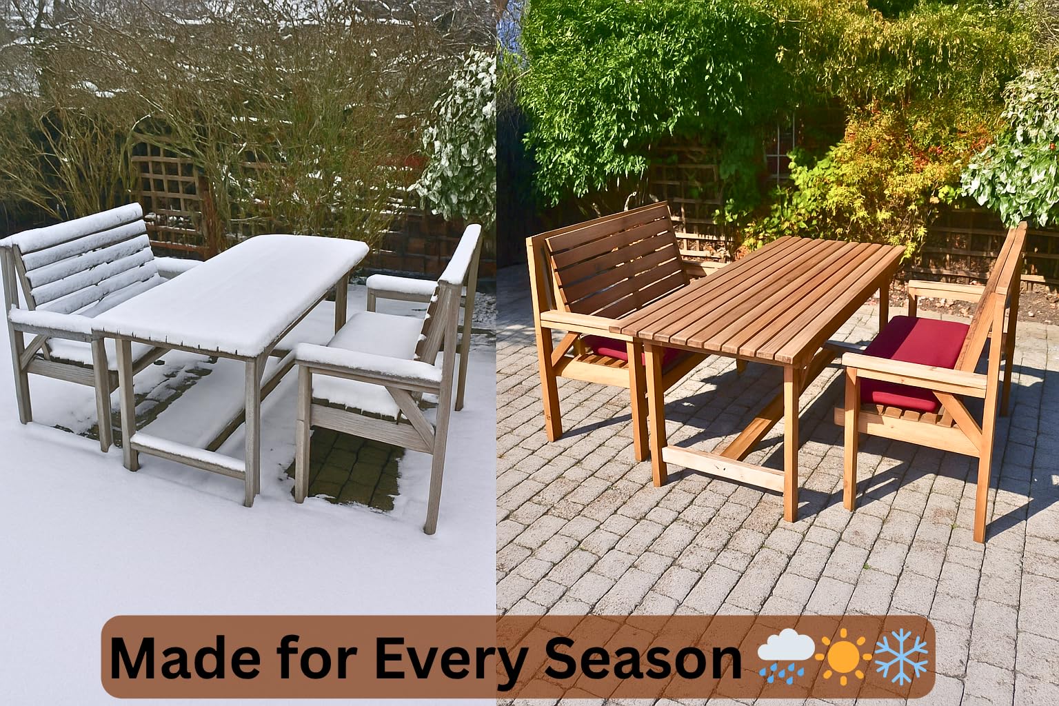 Heavy Duty Wooden Garden Dining Set – 6FT Table with 2 Benches - Image 4