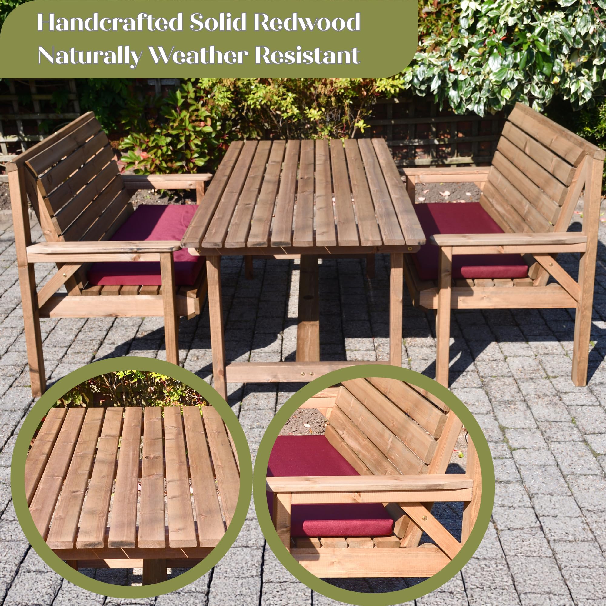 Heavy Duty Wooden Garden Dining Set – 6FT Table with 2 Benches - Image 6