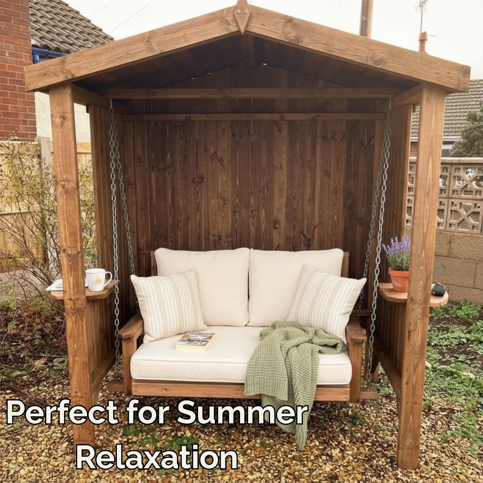 STAFFORDSHIRE OUTDOOR FURNITURE LTD Wooden Garden Swing Seat with Frame - Image 4