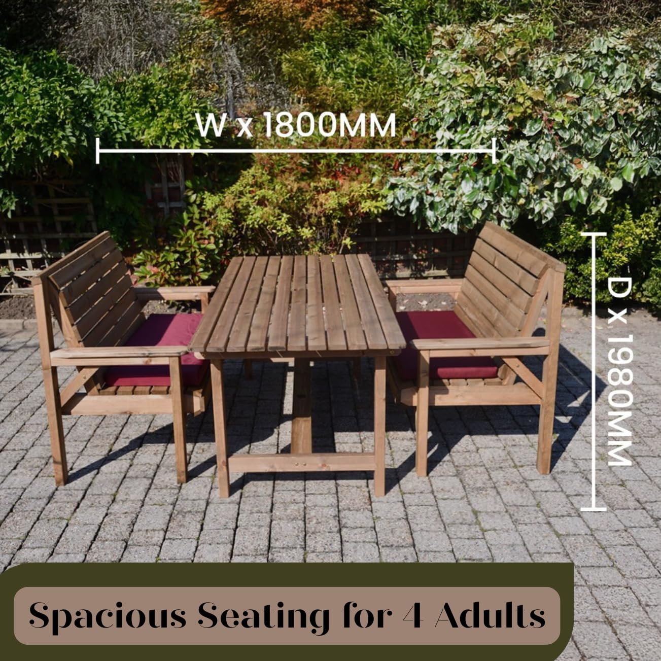 Heavy Duty Wooden Garden Dining Set – 6FT Table with 2 Benches - Image 5