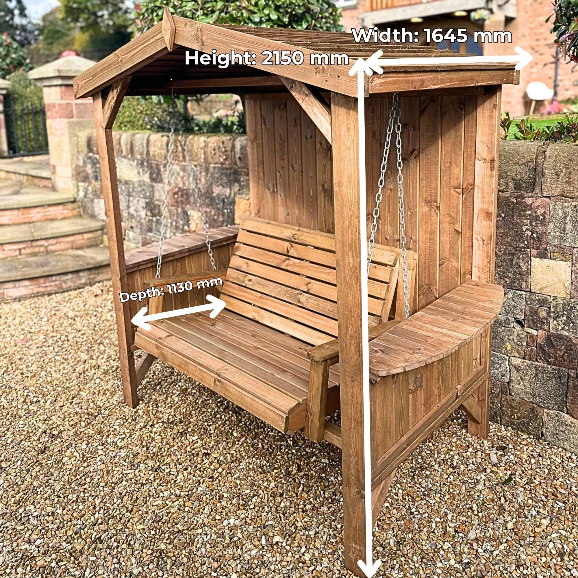 STAFFORDSHIRE OUTDOOR FURNITURE LTD Wooden Garden Swing Seat with Frame - Image 8