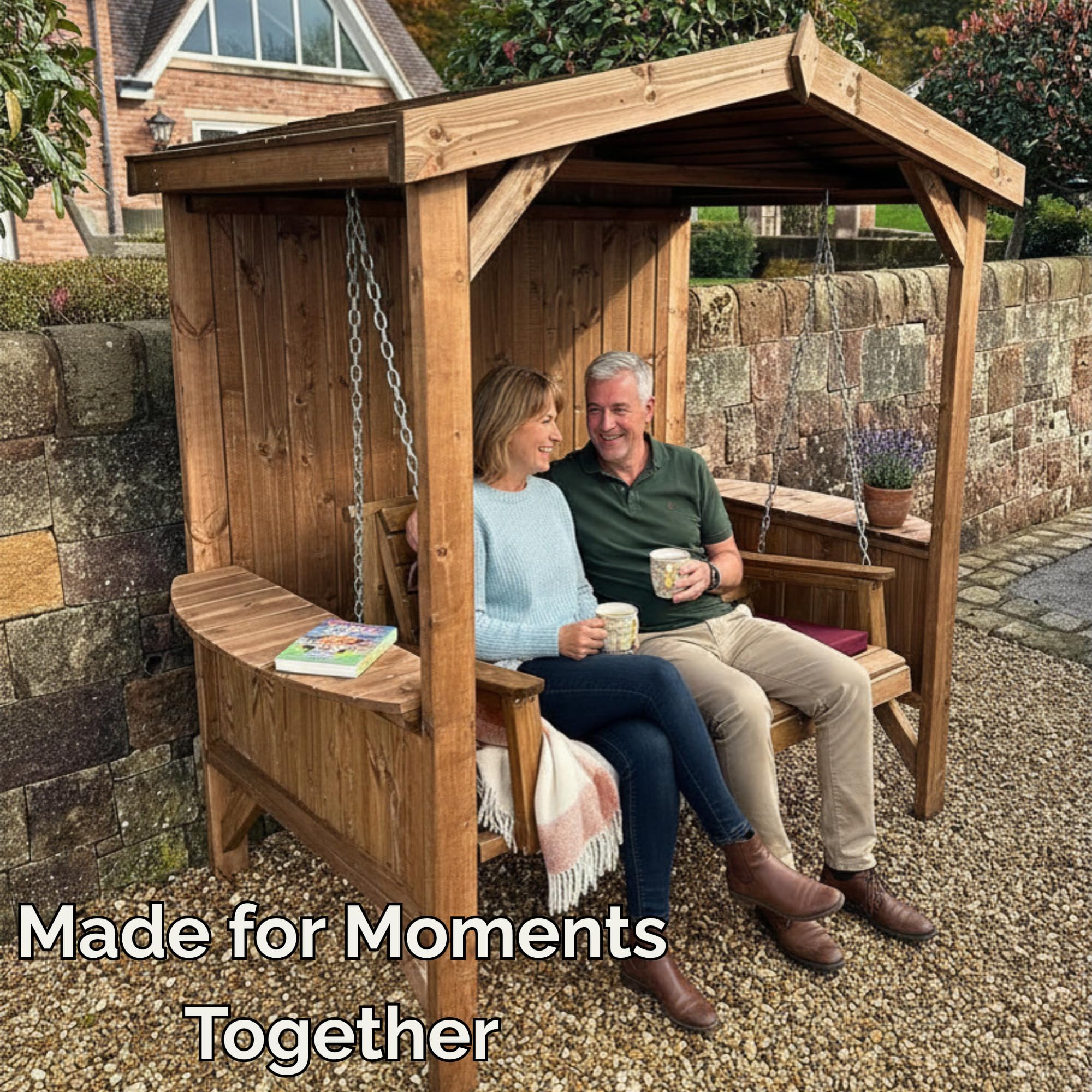STAFFORDSHIRE OUTDOOR FURNITURE LTD Wooden Garden Swing Seat with Frame - Image 3