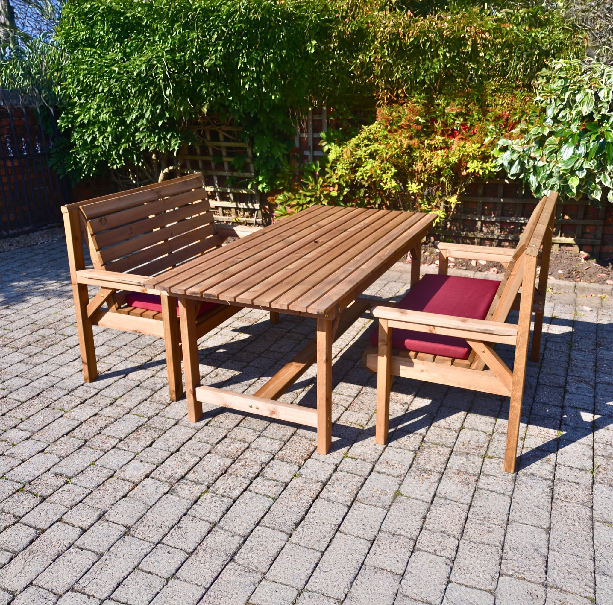 Heavy Duty Wooden Garden Dining Set – 6FT Table with 2 Benches - Image 3