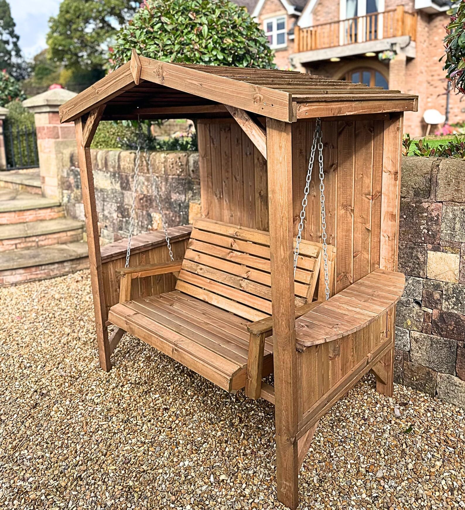 STAFFORDSHIRE OUTDOOR FURNITURE LTD Wooden Garden Swing Seat with Frame - Image 6